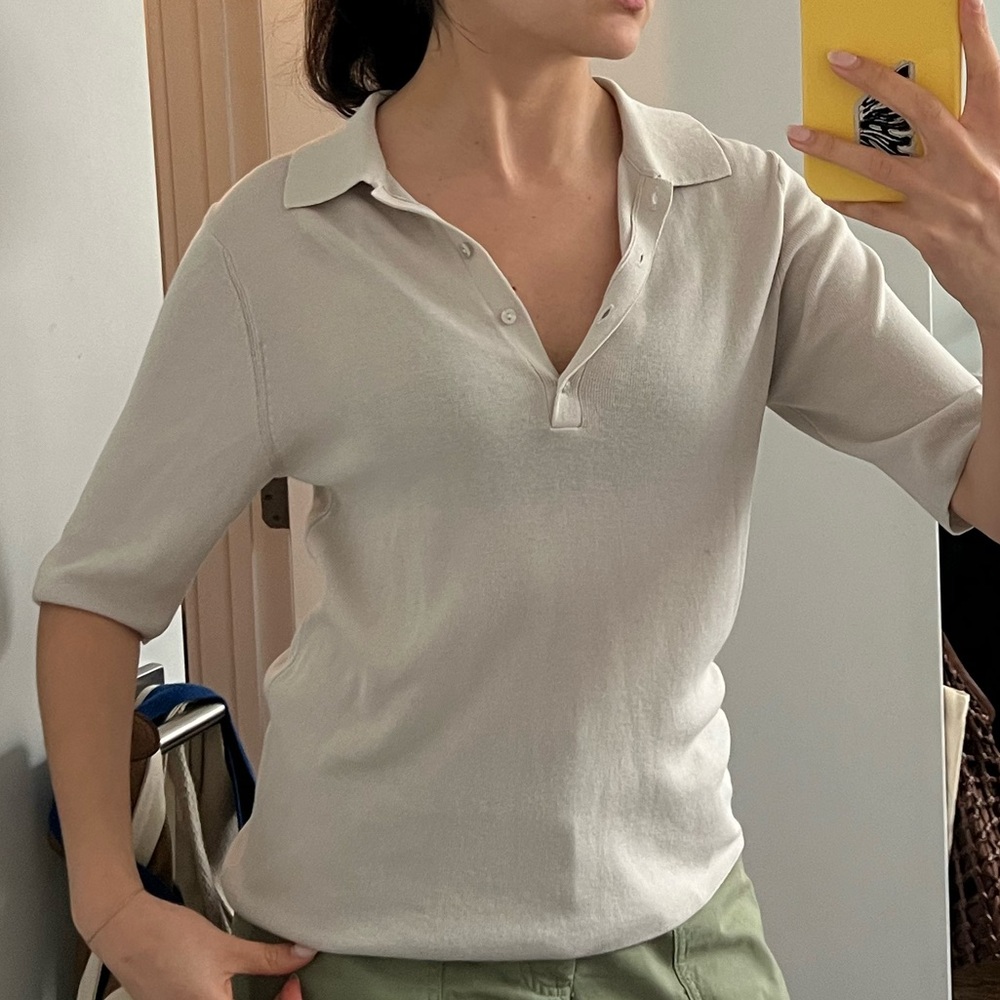 MUJI Women's short Sleeve Polo shirt - beige